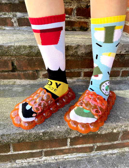 (ALMOST GONE!) ADULT ELECTRIC ORANGE BUBBLE SLIDES-0