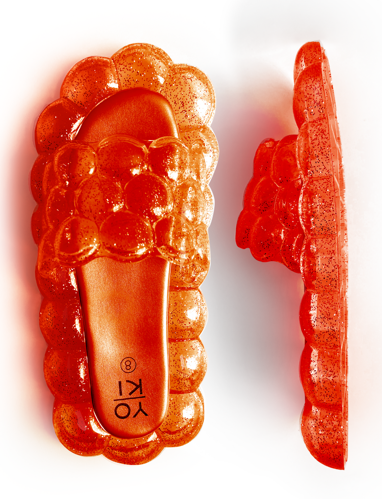 (ALMOST GONE!) ADULT ELECTRIC ORANGE BUBBLE SLIDES-1