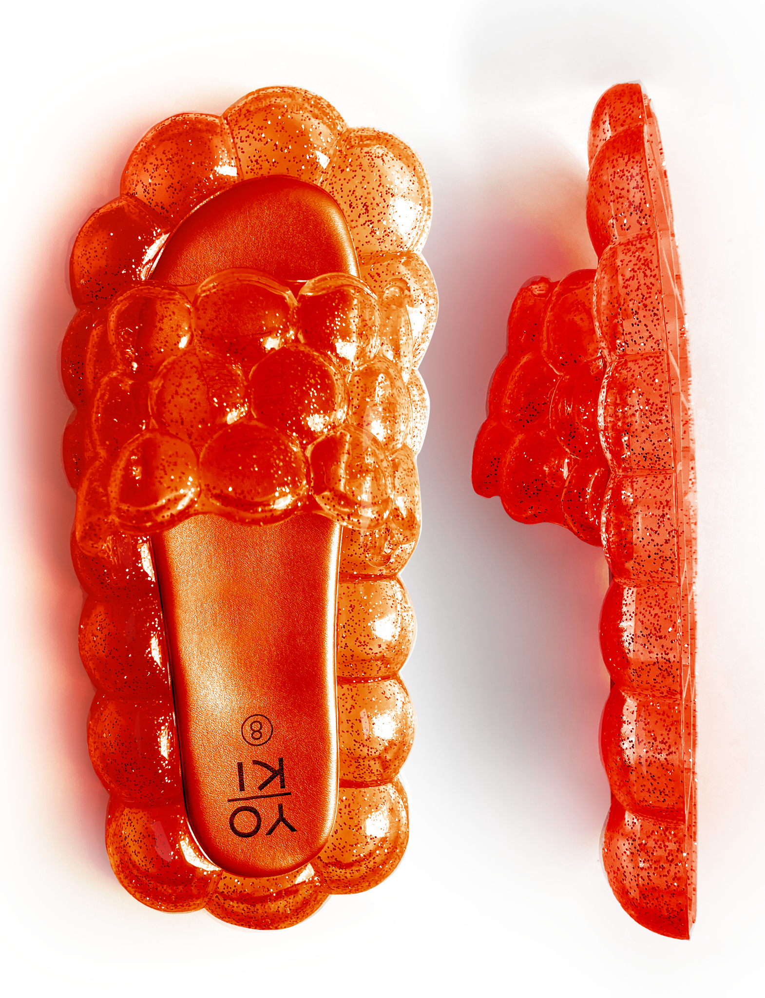 (ALMOST GONE!) ADULT ELECTRIC ORANGE BUBBLE SLIDES-1